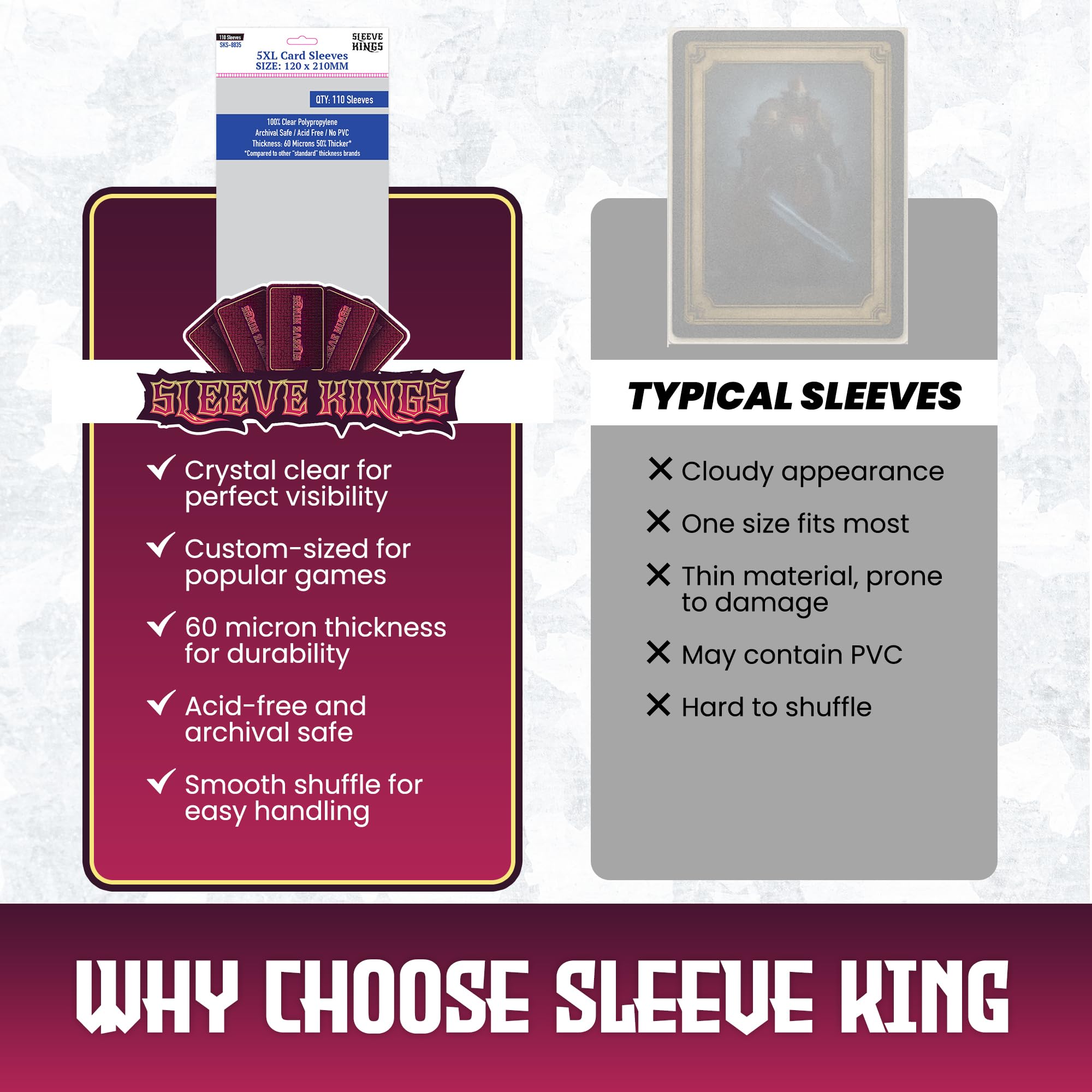 oathsworn card sleeves Amazon.com: Sleeve Kings Standard Card Sleeves – 110 Count, Clear 60 Micron  Thickness, XXL Size (120 x 210 mm), Compatible with Oathsworn & More – SKU:  SKS-8835 : Toys & Games
