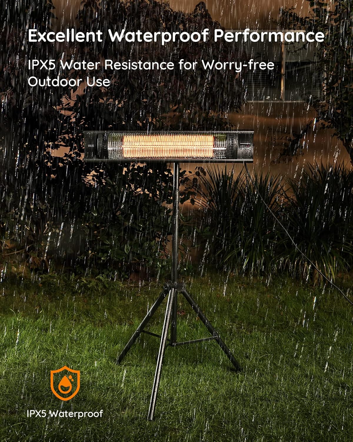 Outdoor Patio Heater, Electric 1500W Infrared Patio Heater with Remote, 3 Heat Levels, 24H Timer Auto-Off, Outdoor Space Heater with Tripod/Wall-mounted, Tip-over Over-heat Protection, IPX5 Waterproof : Patio, Lawn & Garden