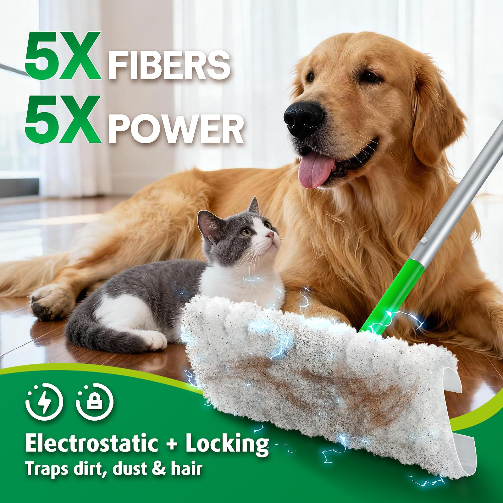 Verbesserte Einweg-Haustier-Mopp-Pads, kompatibel mit Swiffer Dry Sweeping Cloths, Staubwedel, Einweg-Reinigungswerkzeugen, 30 Stück