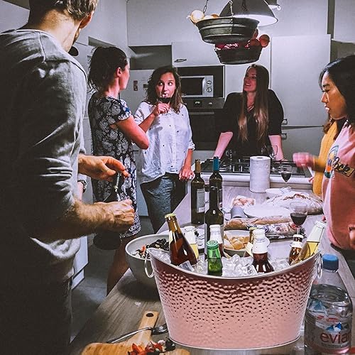 Miniatura 7 de Bañera de bebidas de 12 L, cubo de champán de acero inoxidable, cubo de hielo grande con asas, cubo de bebida para fiestas, bar en casa