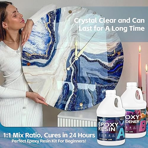 Miniatura 4 de ZYNNORIX - Kit de resina epoxi transparente, fuerte, duradero, no amarillea, sin burbujas, autonivelante, para bricolaje, joyas, mesa, moldes,