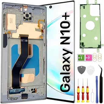 TFT Galaxy Note 10 Plus Screen Replacement for Samsung Galaxy Note10 Plus LCD Screen Touch Digitizer Display Pantalla with Thin Frame Tool kit 4G N975F 5G N976Uno fingerprint TFT Silver