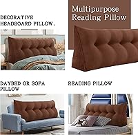 Vista 5 de Almohadas de cuña para cabecero de cama, almohada de cuña para cabecero, almohada triangular, almohadas de cuña, almohada con funda extraíble, Café