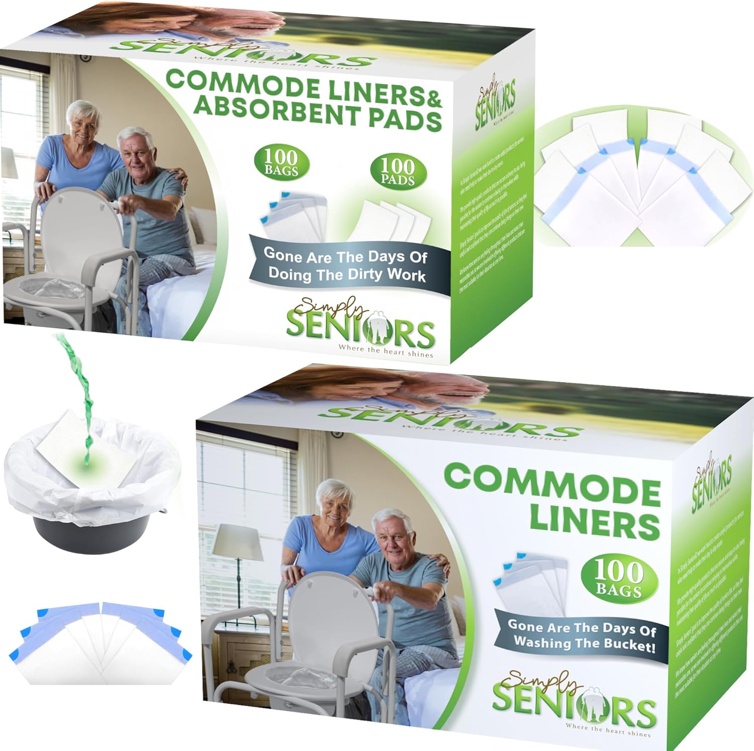 Commode Liners with Absorbent Pads 200 Bedside Commode