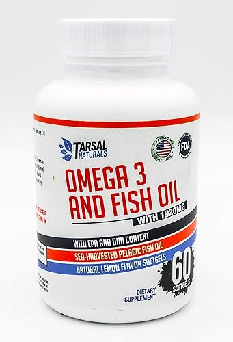 Aceite de pescado y Omega 3, 60 cápsulas de aceite de pescado cosechado puro natural EPA y DHA ayuda a la flexibilidad de las articulaciones del