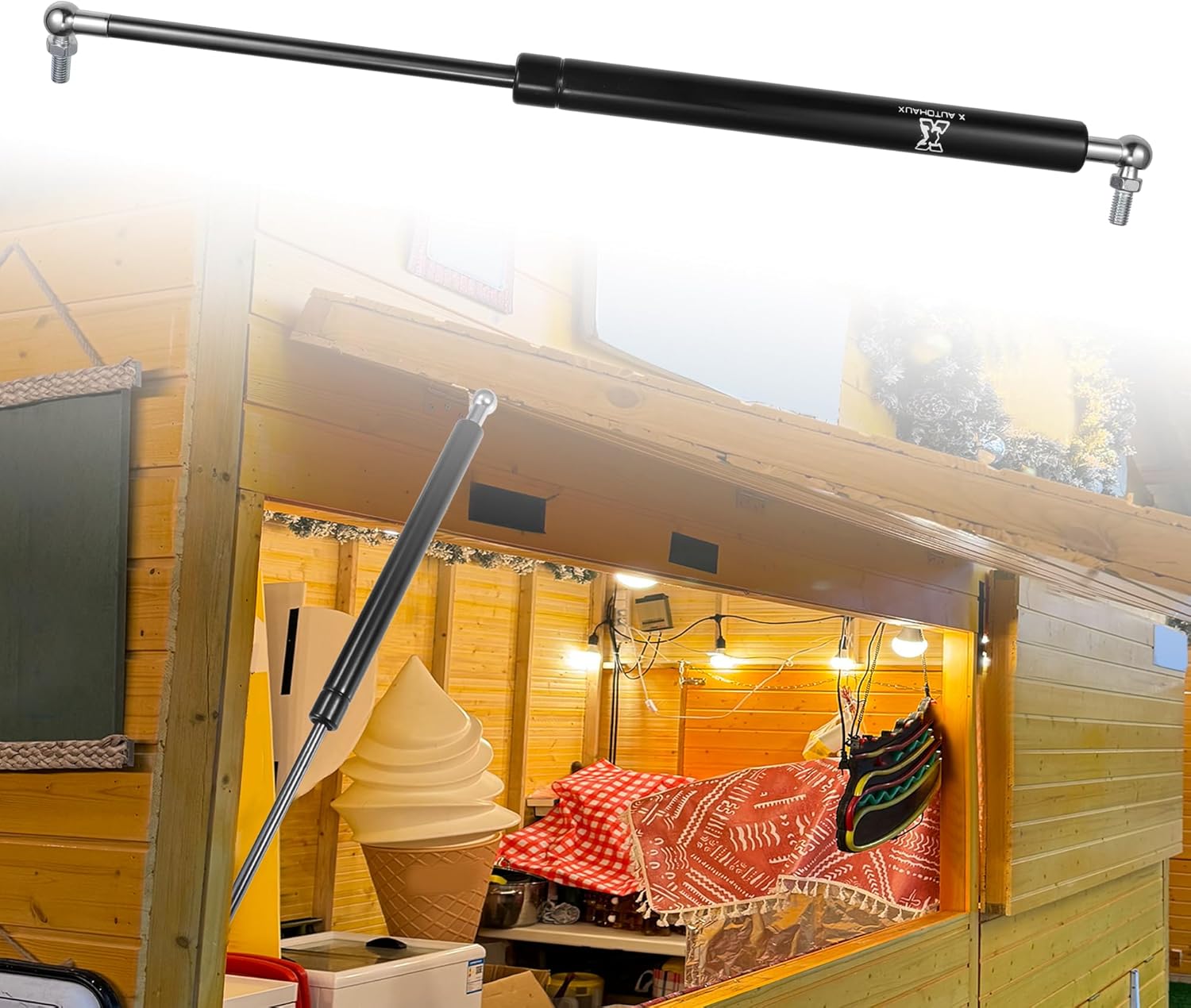 X AUTOHAUX 1 Set 18inch 134lbs/600N Black Lift Supports Struts Shocks Gas Spring with Ball Stud Mounting Bracket Universal for RV Car Truck Boat