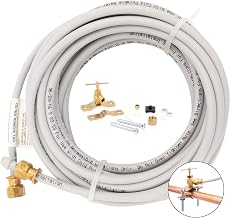 PEX Ice Maker Installation Kit – 25 Feet of Tubing For Appliance Water Lines With Self Piercing Saddle Valve For Quick Installation, 1/4” Compression Fittings, Flexible Hose For Potable Drinking Water