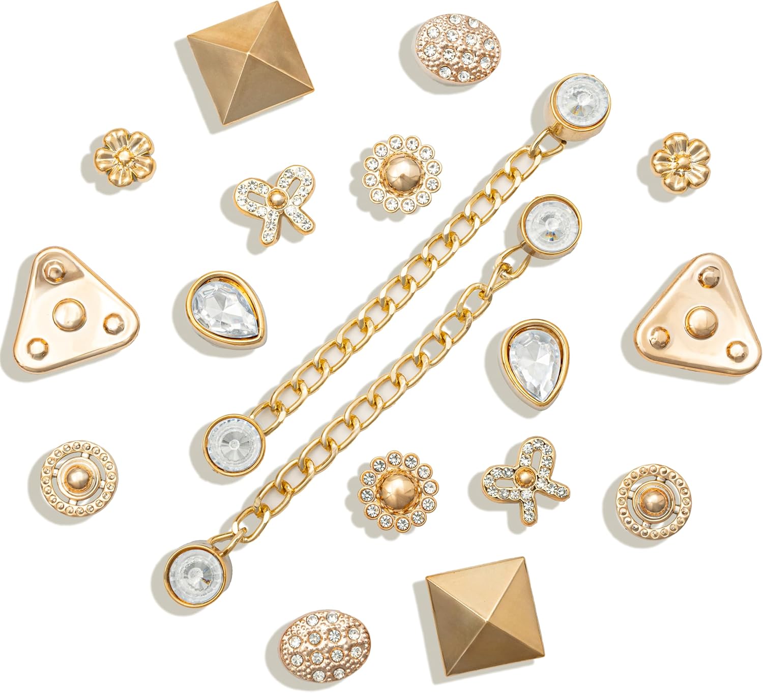 DORICRAFT Yellow Shoe Decoration Charms, Bling Rhinestone Chains Shoe Charms, DIY Accessories for Shoes, Sandals, Bracelets and Bag,Birthday Party Favors