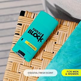 SweatBlock Deodorant Antiperspirant for Women & Men | 48 Hour High Degree Sweat & Odor Protection | Non Irritating Smooth Glide | Coastal Fresh Scent (1 Pack)