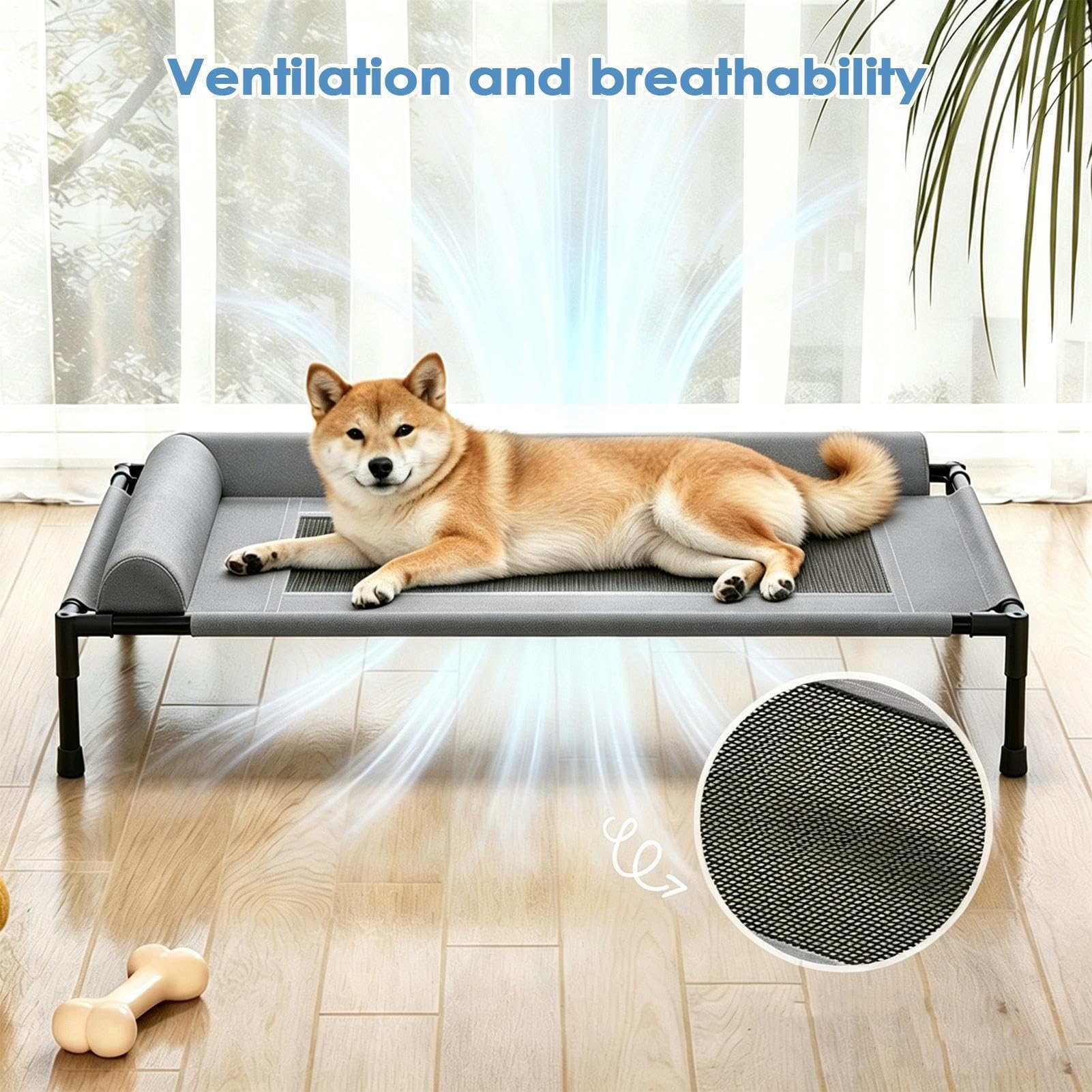Cama de Acampada para Perros Alfombra Plegable Antivibración Transpirable | Cama Exterior para Mascotas en Playa, Patio, Interior, Exterior, Porche, Suelo, y Patio Trasero