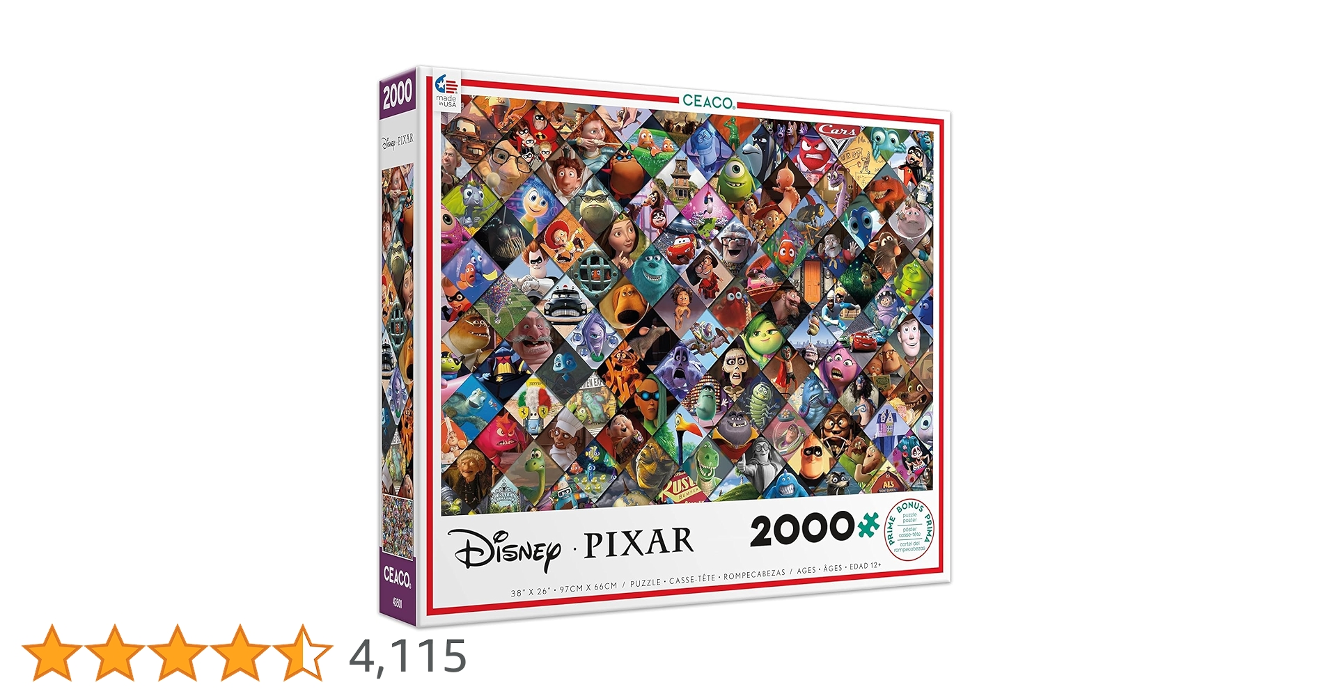 Disney Pixar ジグソーパズル 2000 フレーム付き Amazon | Ceaco ディズニー/ピクサー クリップ ジグソーパズル