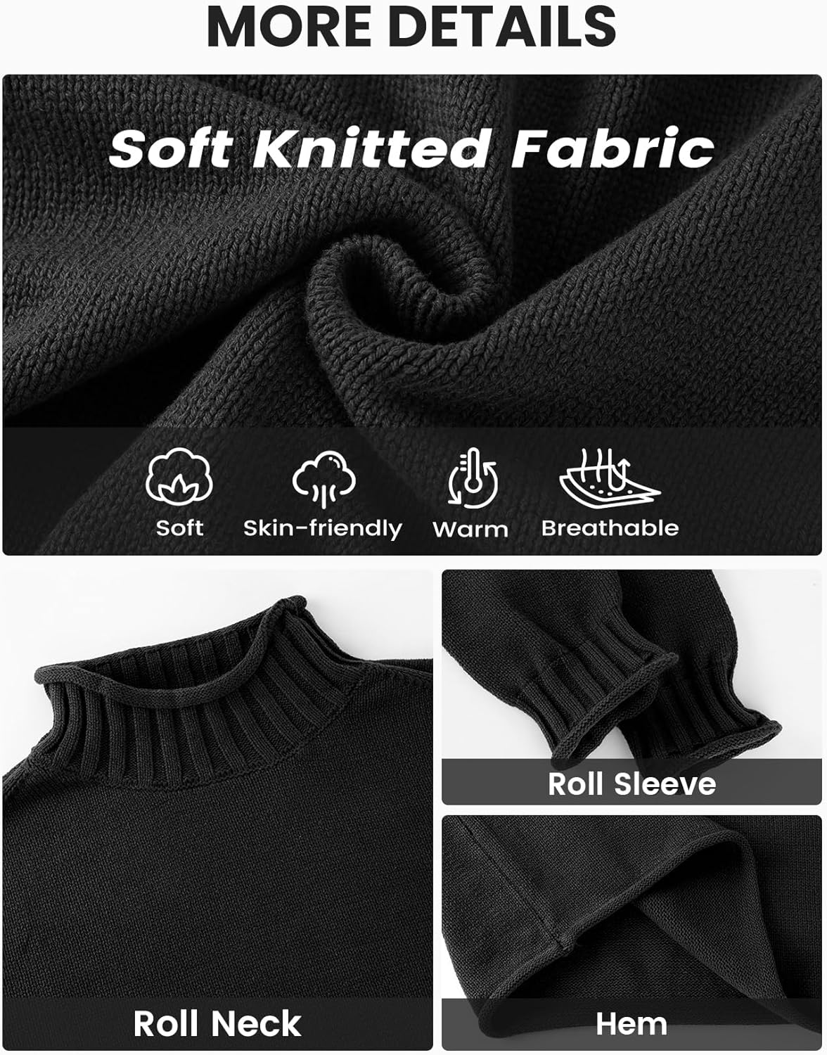 Wyeysyt Women's Oversized Rollneck Sweater Chunky Cable Knit Soft Pullover Sweater Fall Winter Casual Knitwear - Image 7