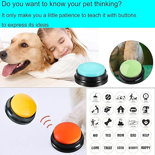 Miniatura 6 de Botones para comunicación para perros, 4 botones de grabación de voz de color, botones de comunicación para perros, botones de entrenamiento para