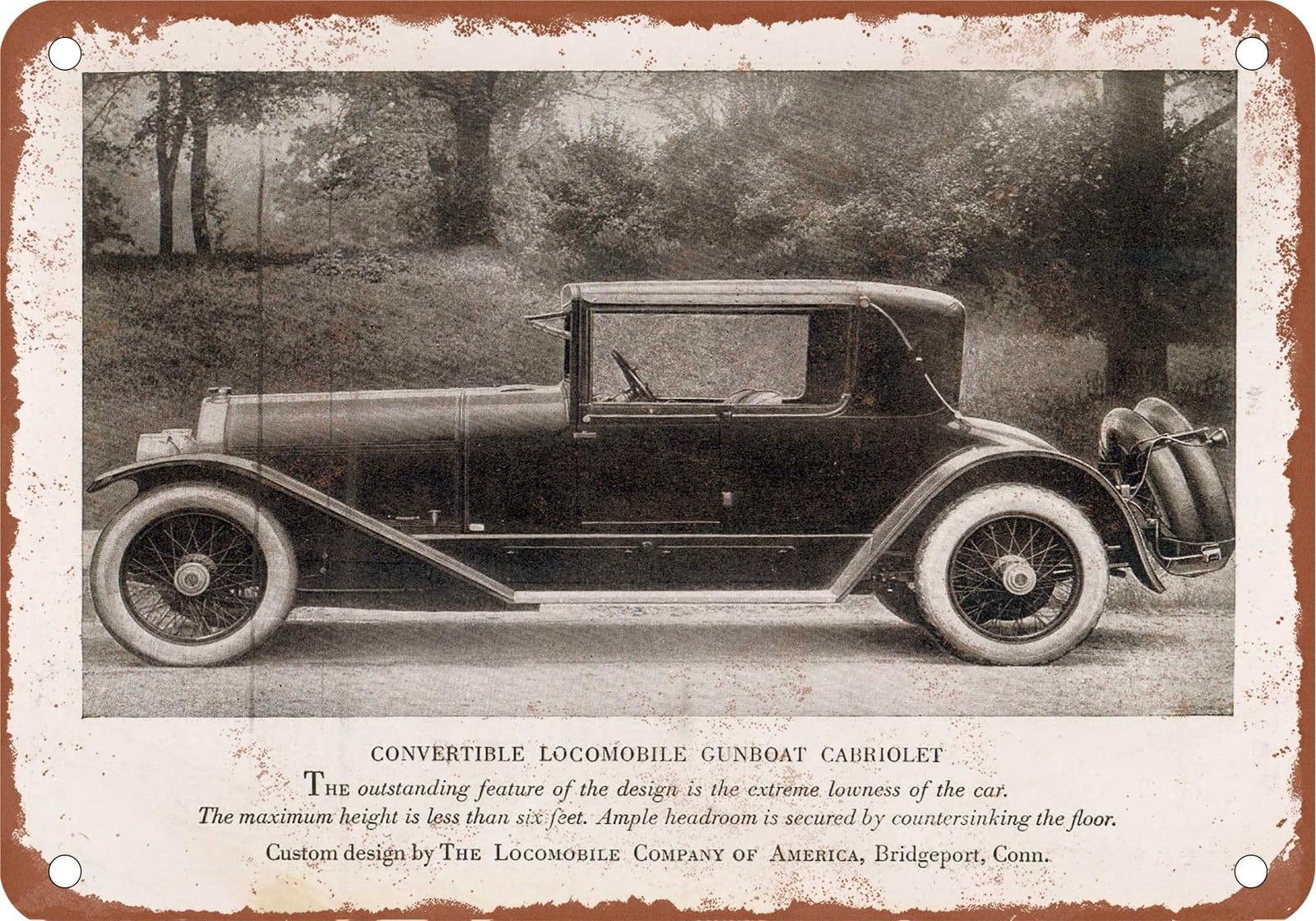 Miaomansenstore Metal Sign - 1920 Locomobile Vintage Ad 01 - Old Retro Rusty Look Home Decor