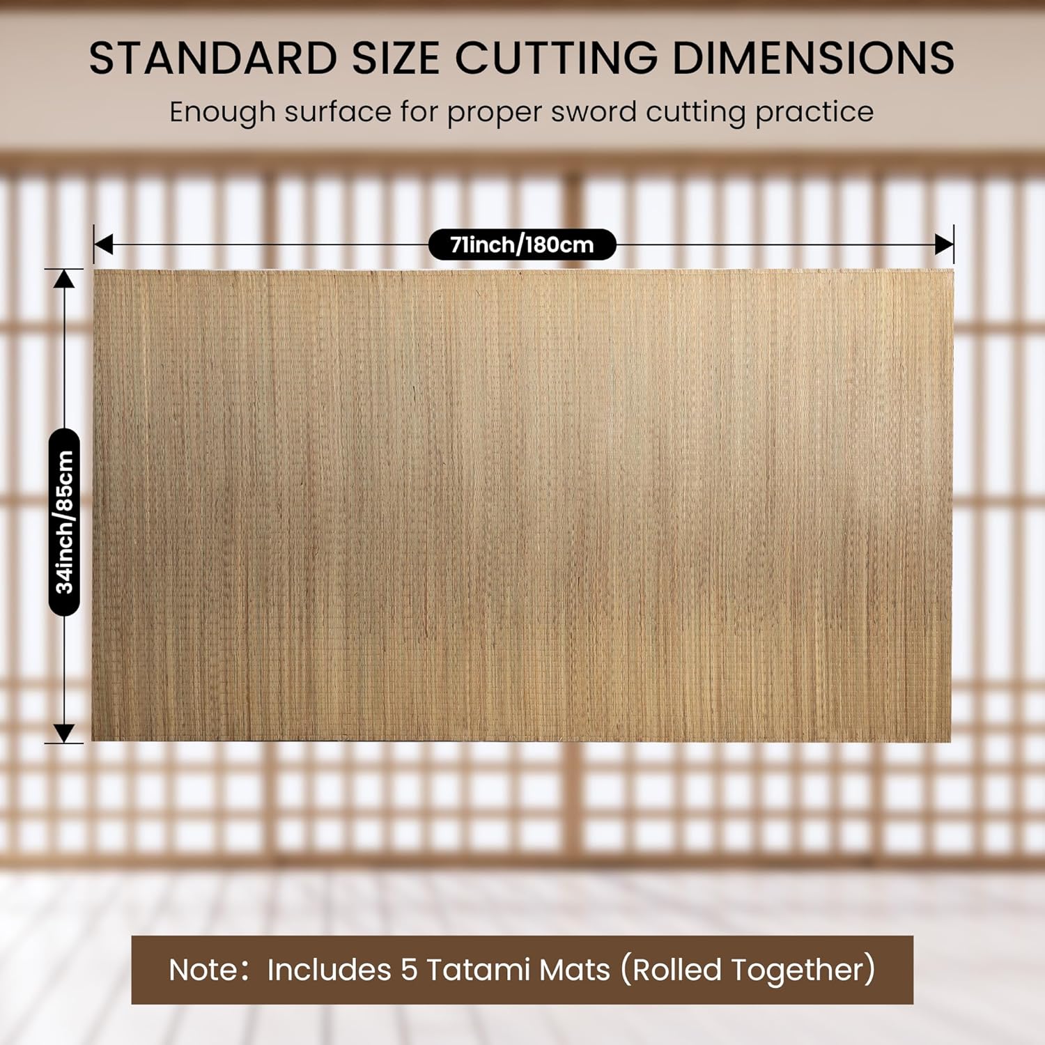 Tatami Mats for Sword Cutting, Tameshigiri Tatami Cutting Targets for Katana Practice, 71x34 Inch Straw Japanese Samurai Sword Test Cutting Mat, Martial Art Training Target for Kenjutsu Practice