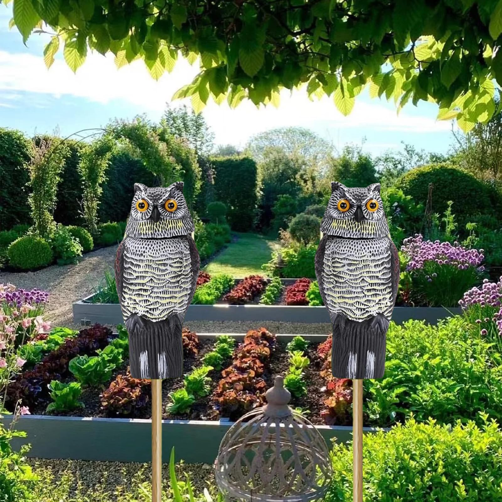 2 Pezzi Gufo Spaventapasseri Scaccia Piccioni, Gufo Scaccia Piccioni | Dissuasori per Uccelli Testa Rotante, Spaventapasseri da Giardino, Scaccia Piccioni da Balcone