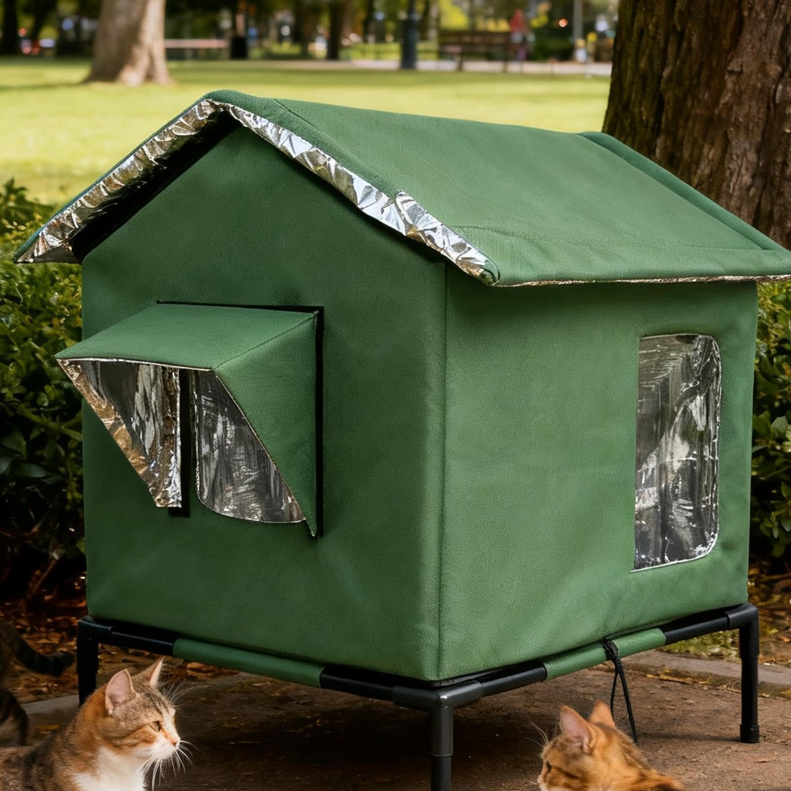 Ocieplony Domek Dla Kota Na Zewnątrz Ciepła Buda Dla Kotów | Termiczne Schronienie Dla Zwierząt Zimą Na Patio Kemping Plażę Balkon Ogród Mieszkanie Podróż Wędrówki