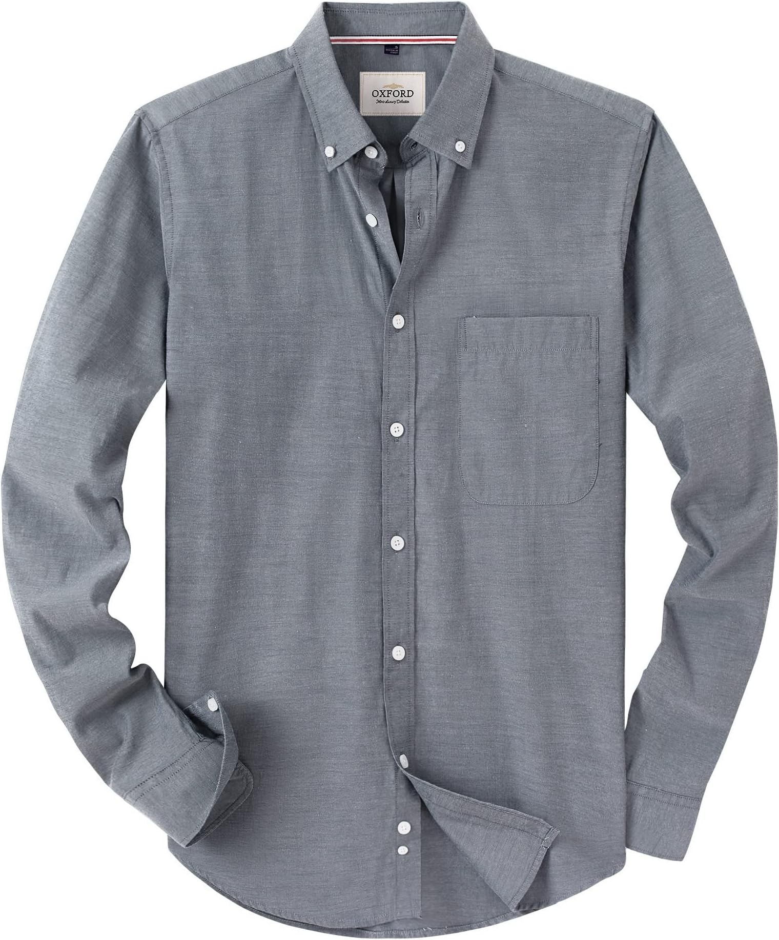 Alimens & Gentle Boys Long Sleeve Solid Button Down Oxford Shirt Collared Cotton Top with Chest Pocket