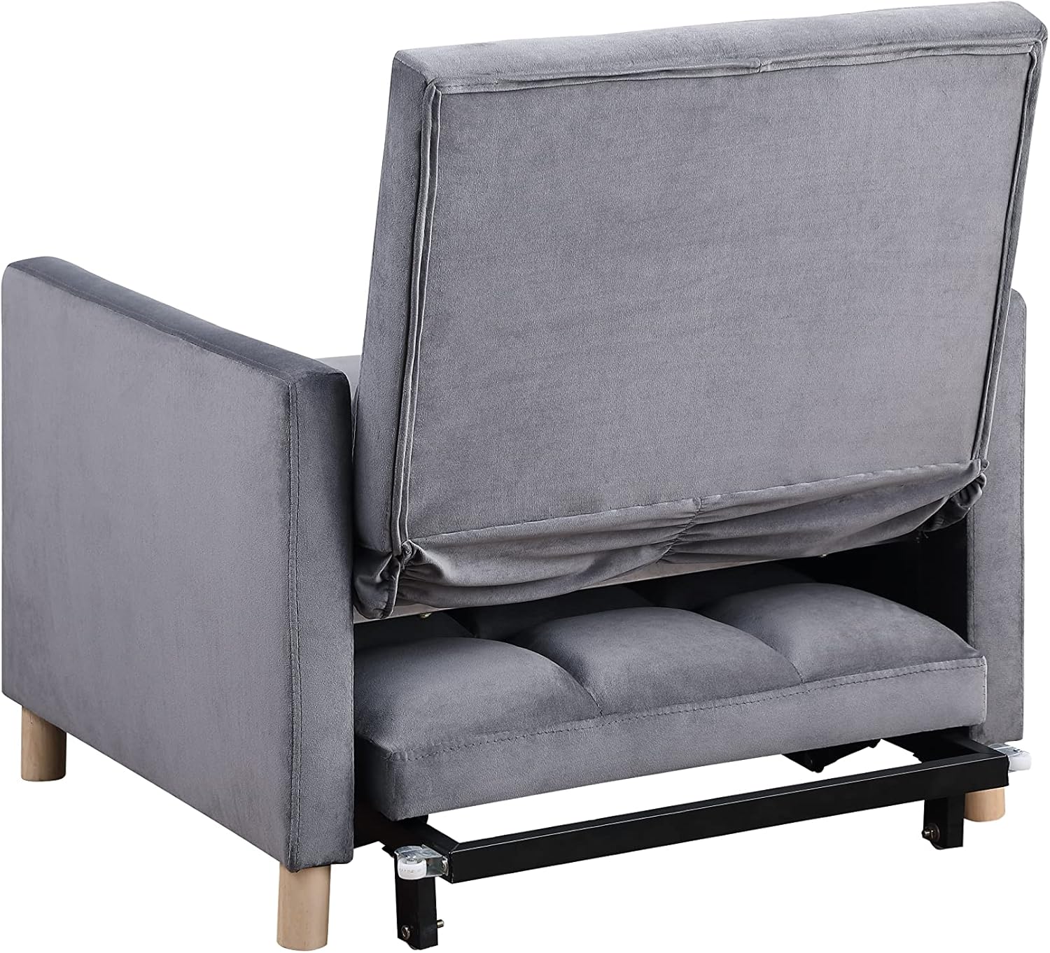 Generic 3-in-1 Convertible Sofa Bed, Sleeper Chair Bed Pull Out Chair Bed, Sofa Bed with Adjustable Backrest, Single Sleeper Sofa Comfy Chair for Living Room Apartment for Living Room Bedroom (Grey)