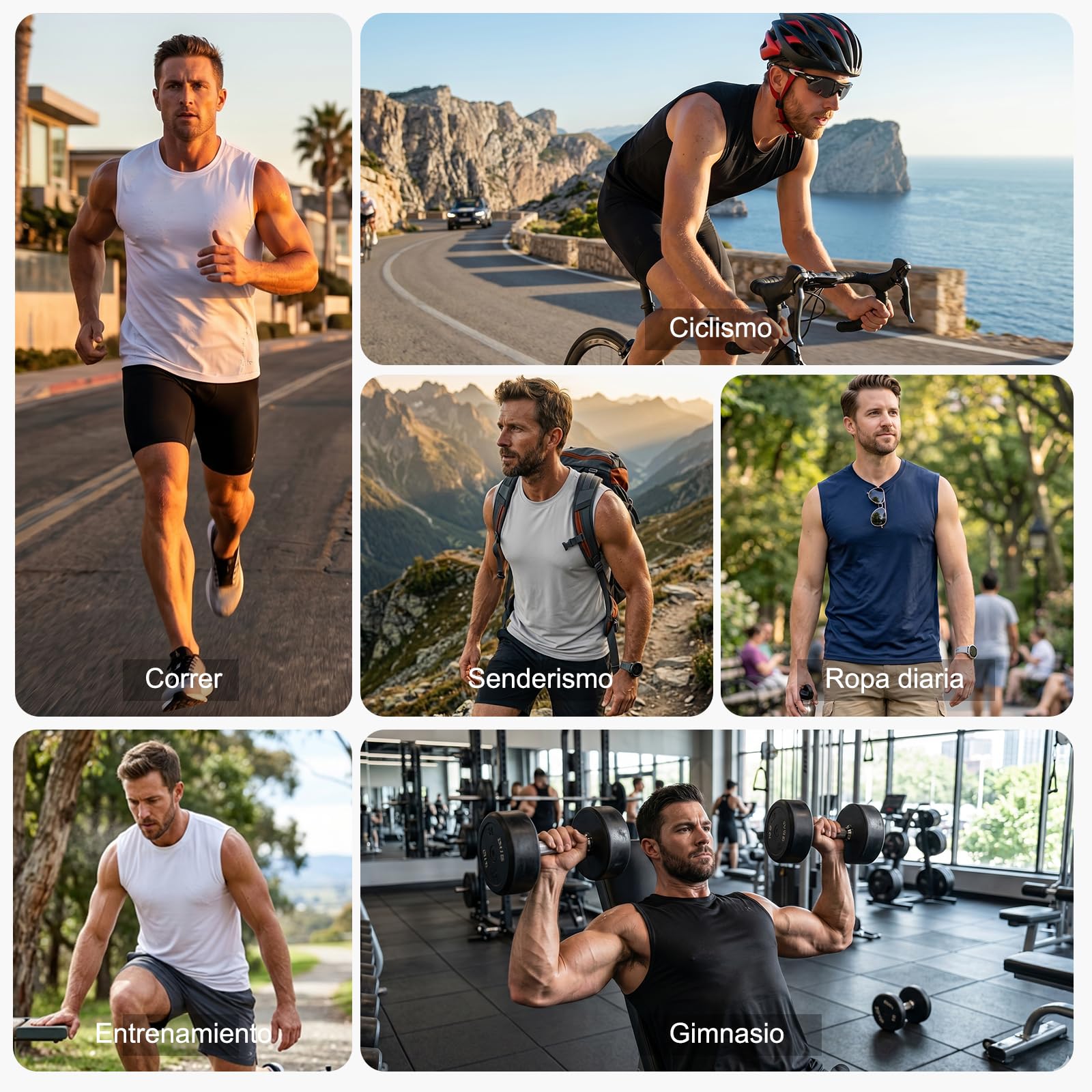 HYCOPROT Camiseta Sin Mangas Hombre Secado Rápido Muscle Tank Top Transpirable Absorbe Humedad Corte Holgado Fitness Gimnasio Running Entrenamiento Deportivo Casual Men Sleeveless Tops Workout Vest