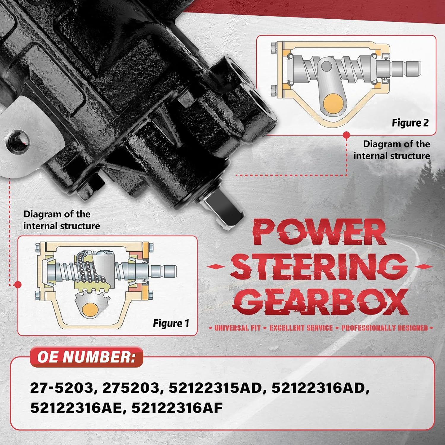 Power Steering Gearbox Gear Box Compatible with Ram 2500 2010-2012, 3500 2011-2012, 4000 2011-2011 & Dodge Ram 2500 3500 4000 2009-2010, Replace OE 52122316AF, 27-5203, 52122315AD S-10300031