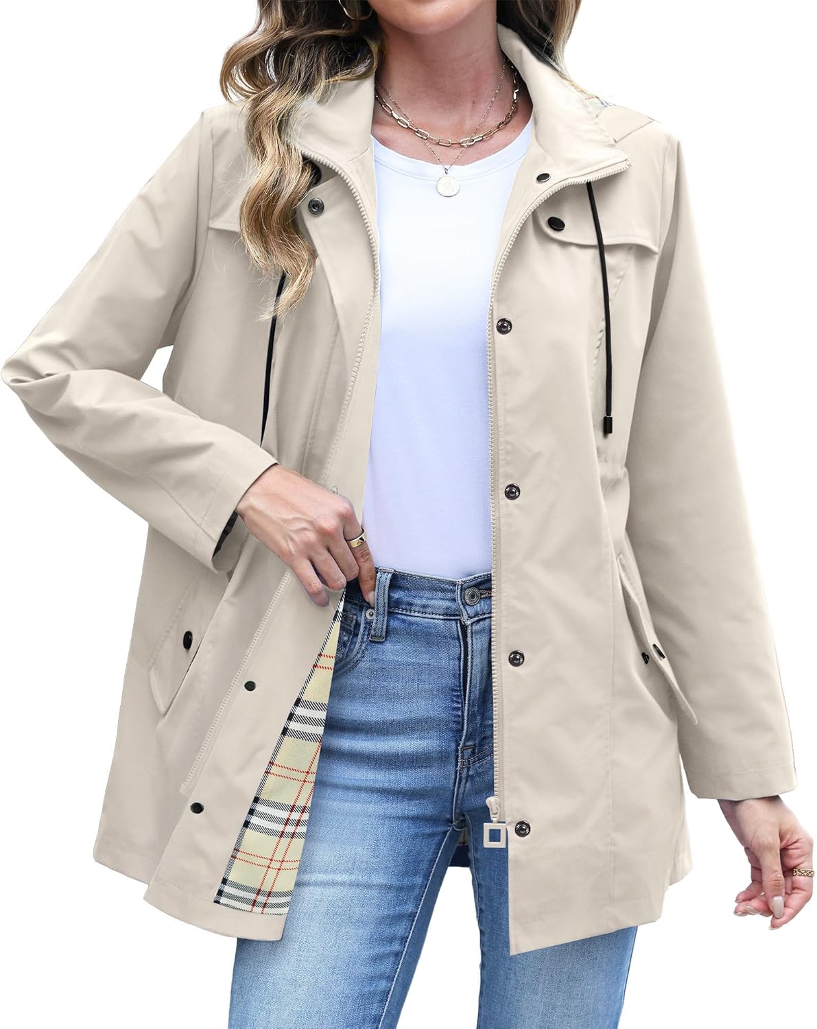 RUMIA Raincoat Women Waterproof Long Hooded Trench Coats Lined Windbreaker Jackets for Women 2026 S-2XL - Image 4