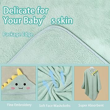 2 Pcs Baby Hooded Towels,31 x 31 in Baby Washcloths, Infant Super Soft Baby Bath Towels with Hood for Toddlers1-3,Highly Absorbent Viscose Hooded Towel for Boys, Girls, Newborn Essentials