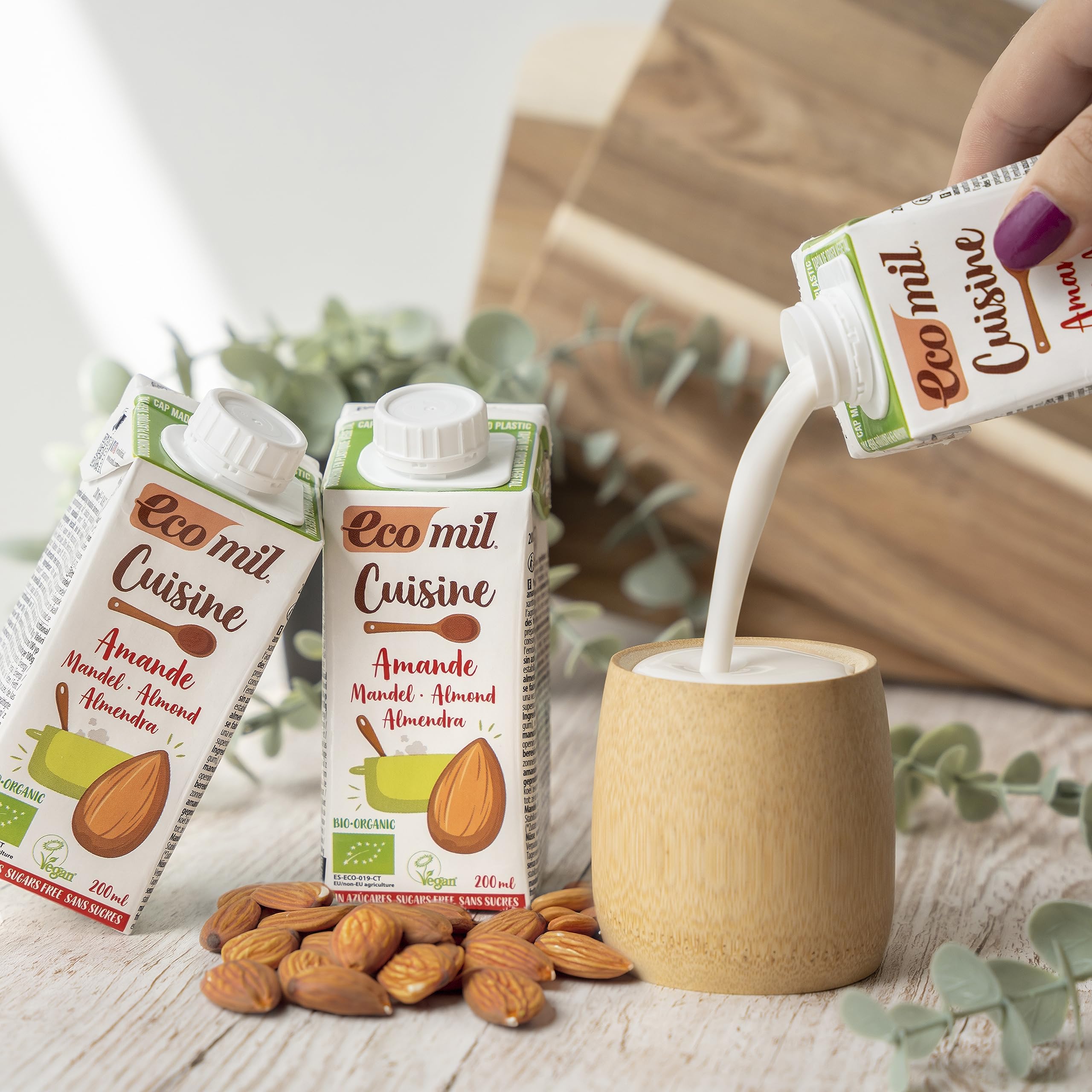 ECOMIL Cousine Almond Nature Crema de Almendras Para Cocinar 12 x 200 ml