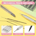 PATIKIL 0.3 mm Mechanical Pencil Set with Lead Refills, Metal Drafting Pencil Artist Lead Holder for Drawing Writing Sketching Marking Art, Silver