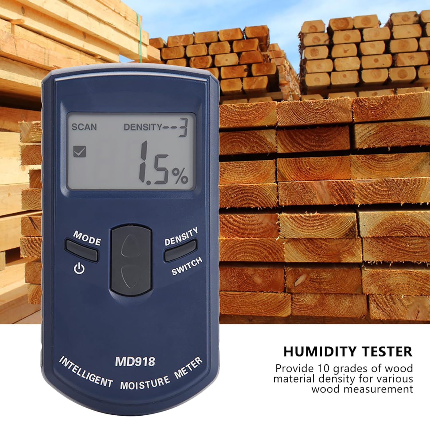 Wood Meter, MD918 Digital LCD, Inductive Detector, Timber Humidity Tester, 4% - 80% RH, Meter