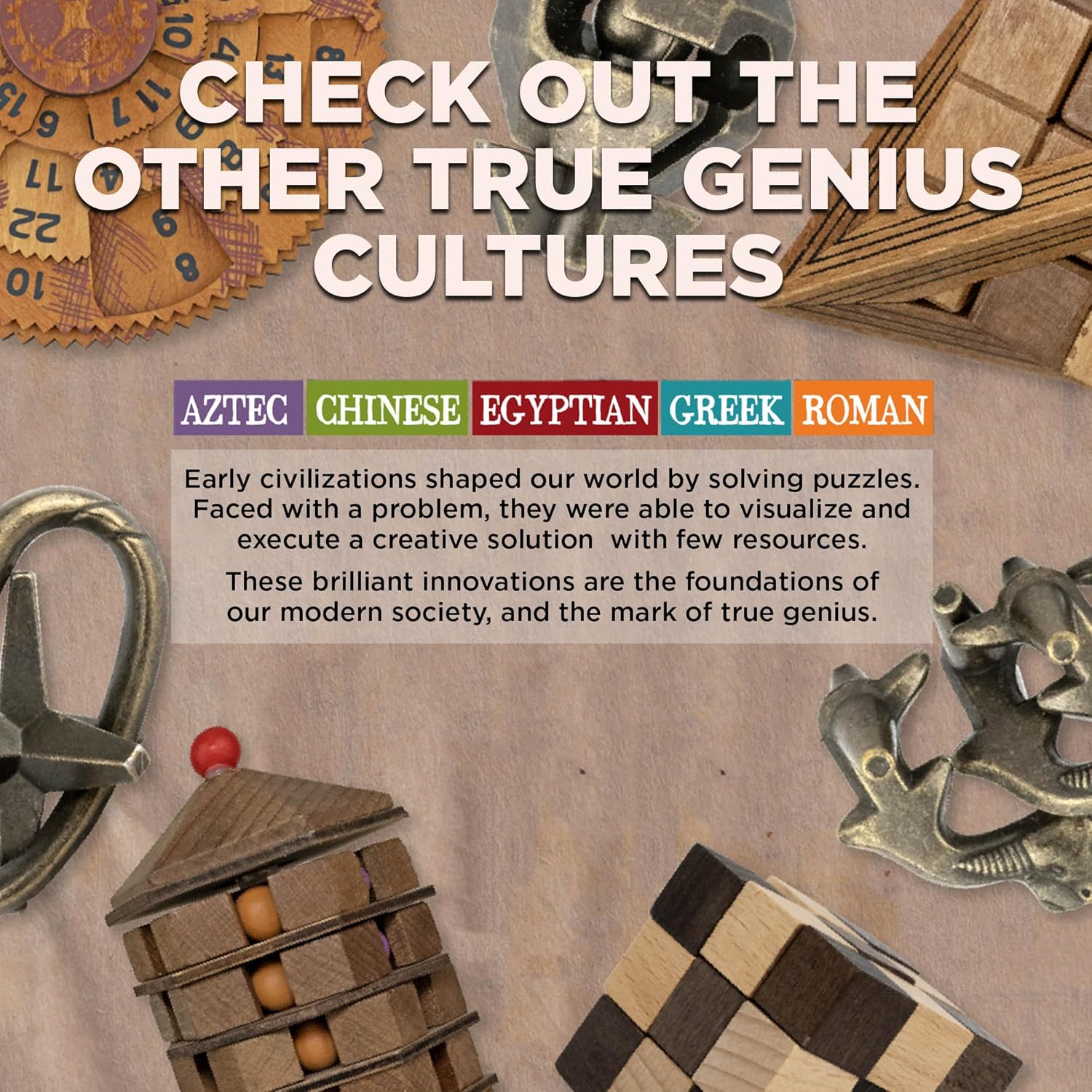 Project Genius True Genius CURATED Collection – Variety Pack, Assembly Puzzle, Disassembly Puzzle, Brain teasers, Adult Puzzle, Wooden and Metal Brain Teasers