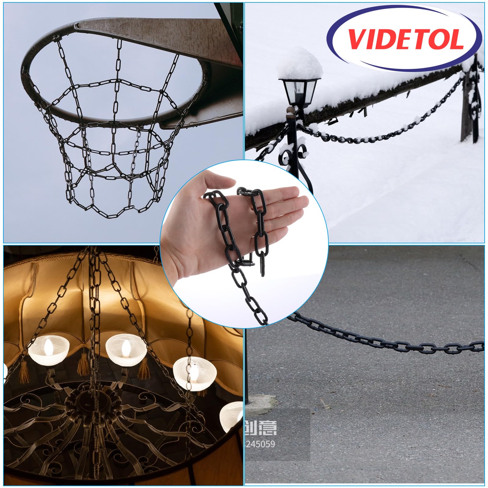 Catena in acciaio inox 304, lunghezza 9 m, maglie da 4 mm, in acciaio zincato nero saldato, per cancelli di recinzione, porte del garage, catene a battente e serratura di sicurezza per