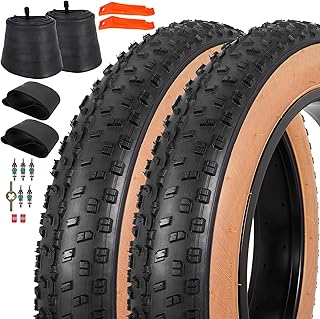 2Sätze 20x4.0 Fette Reifen und Schläuche, pannensichere Faltrad-Reifensätze 102-406 Kompatibel mit E-Bike Mountainbike MTB Fahrrad Richtungsgebundenes Profil Seitenwände in Hautfarbe 33TPI