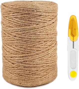 3mm Jute Twine String, 300m / 984feet Biodegradable Garden Twine, Jute Rope, Strong, Natural Jute Twine for Decoration, Garden, Floristry, Bundling and DIY Crafts