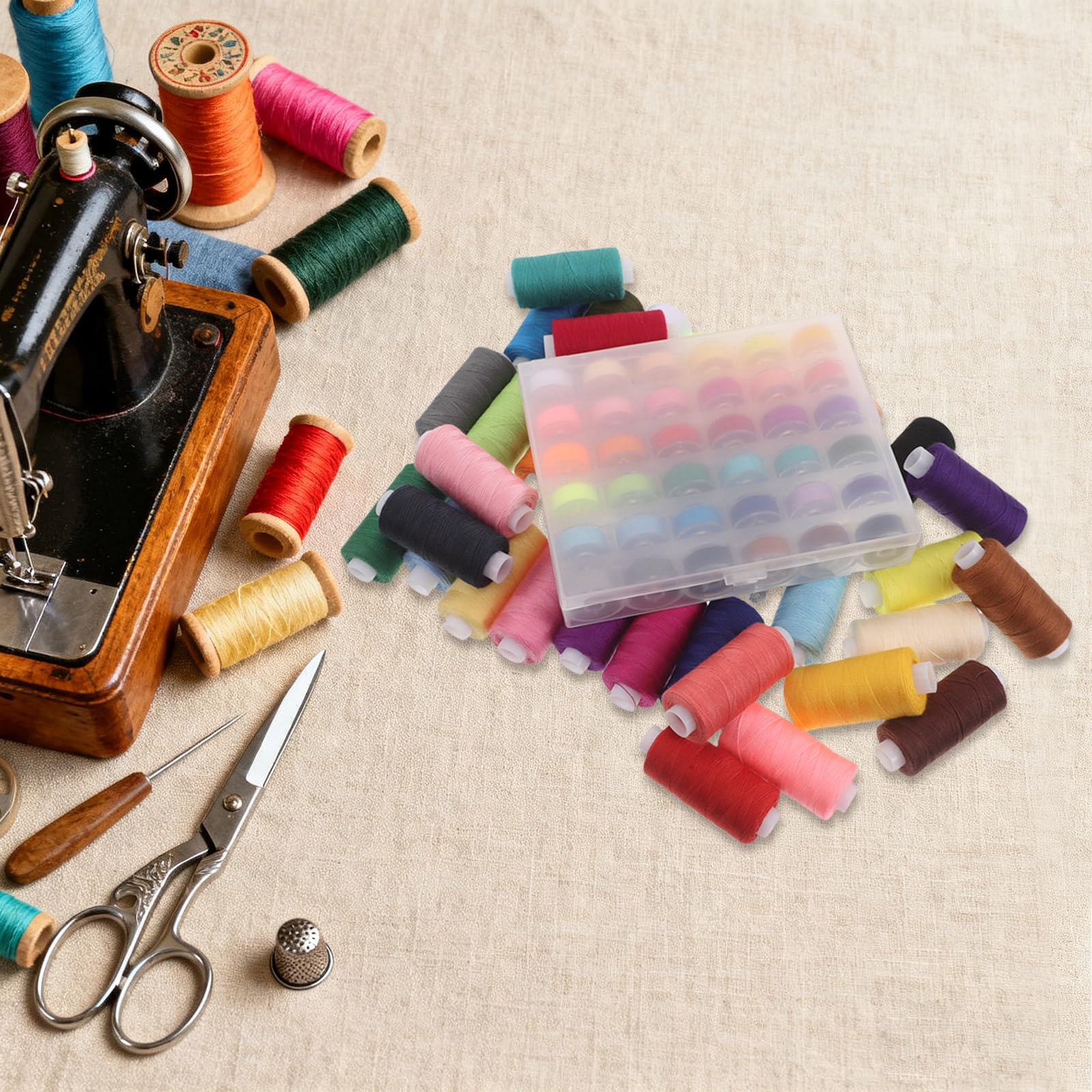 Abaodam Kit de Hilo de Coser de Poliéster 72 Piezas con 36 Bobinas de Colores, 400 Yardas para Máquina de Coser y Costura a Mano, Adecuado para Bordado, Manualidades y Acolchado