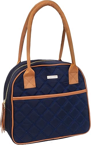 Joan & David - Lonchera reutilizable acolchada de nailon con botella de agua de 12 onzas para el trabajo, viajes (azul marino)