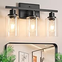 Vista 10 de Ascher Lámparas de baño de 4 luces, modernas luces de tocador con pantalla de vidrio transparente, lámpara de pared de níquel cepillado para espejo