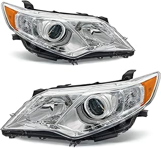for 2012 2013 2014 Camry Headlight Assembly Compatible 2012-2014 Toyota Camry Headlamp Replacement with Chrome Housing Left and Right
