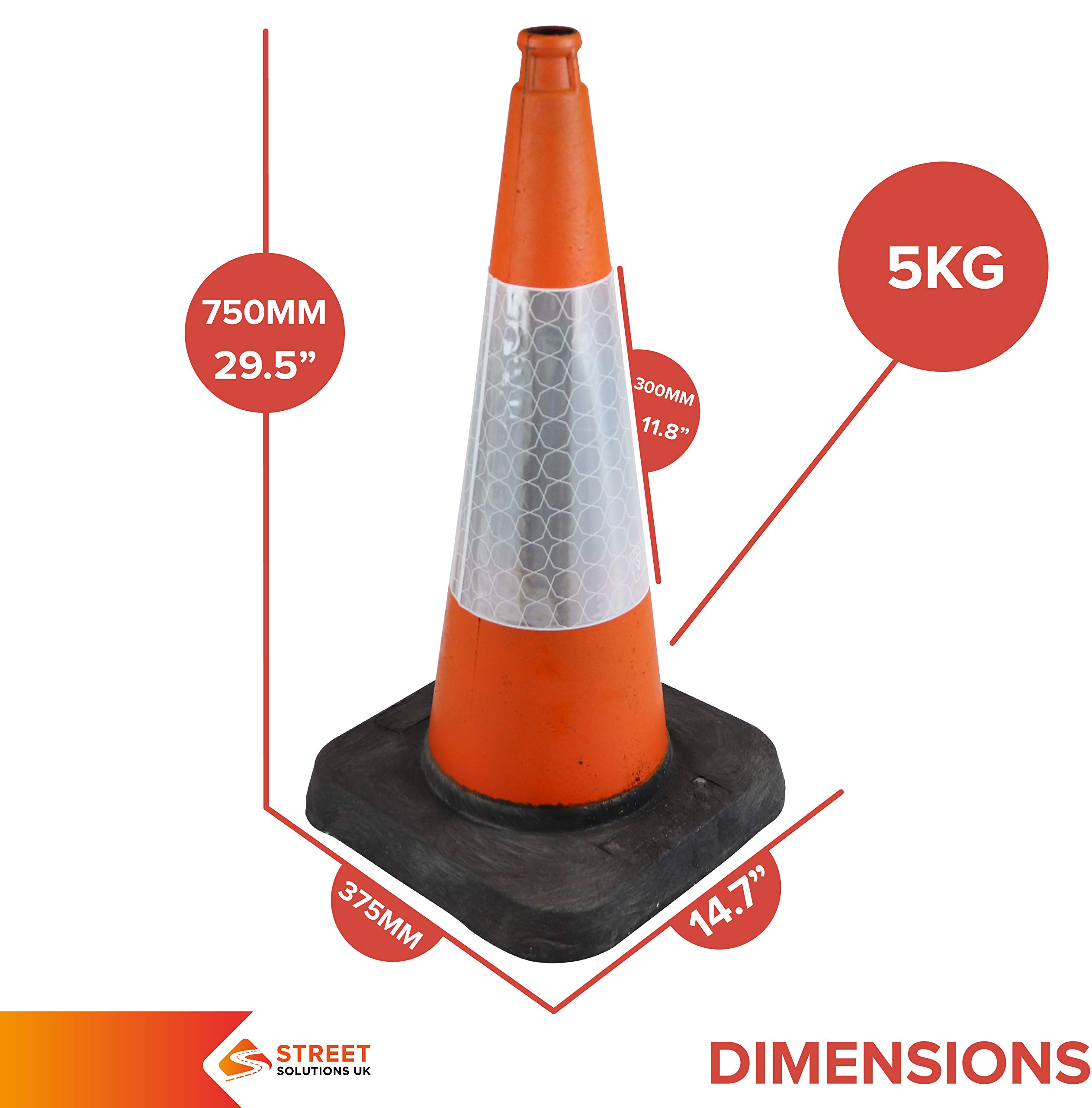 Buy 5 x 750mm Traffic Cones in Orange For Indoor And Outdoor Usage