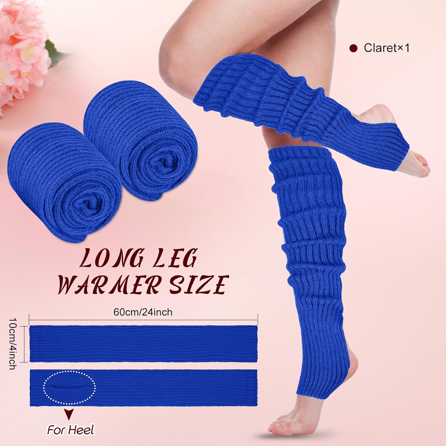 SATINIOR Long Leg Warmers for Women 24 Inch over The Knee Knit Ribbed Leg Warmer Stirrup Yoga 80s Party Dance Ballet Supply - Image 6