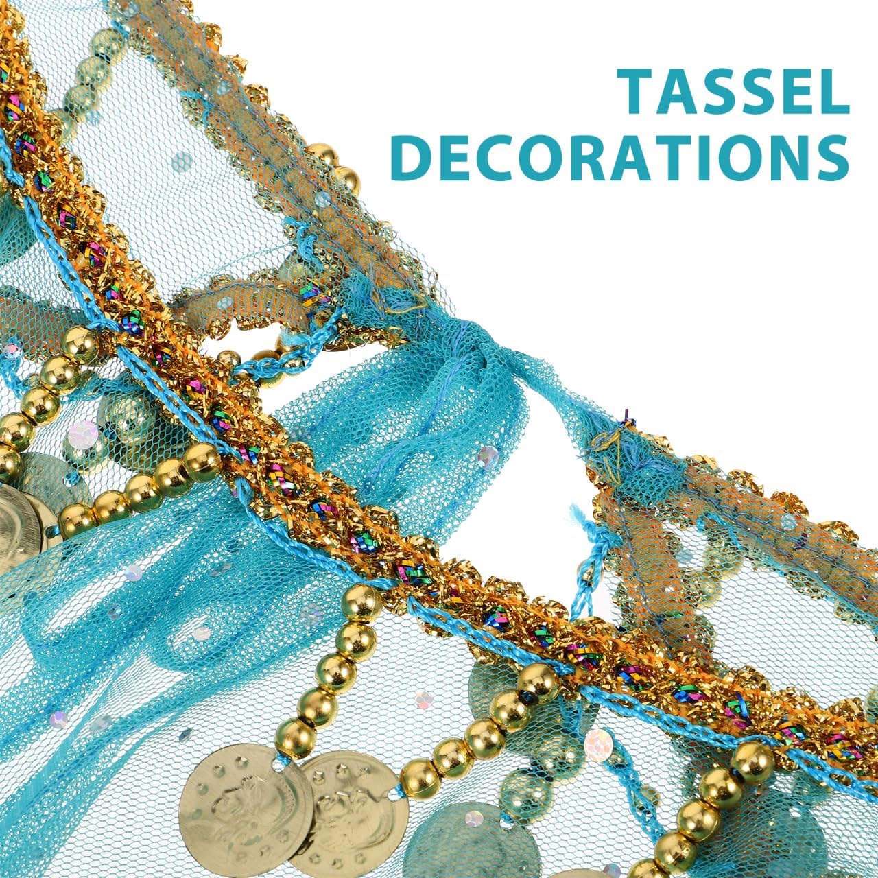 Exotic Dance Performance Veil Lightweight Breathable Tribal Face Veil with Tassel Decorations for Stage Costume Party and Masquerade - Image 3