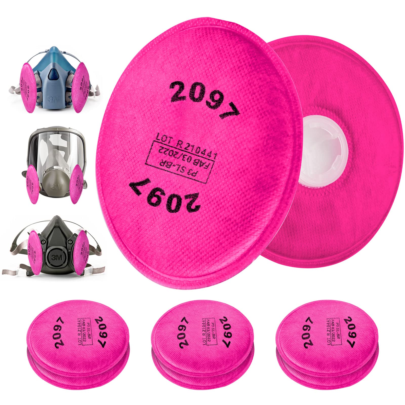 6PCS (3 Pack) 2097 Particulate Filter, Respirator Filter Helps Protect