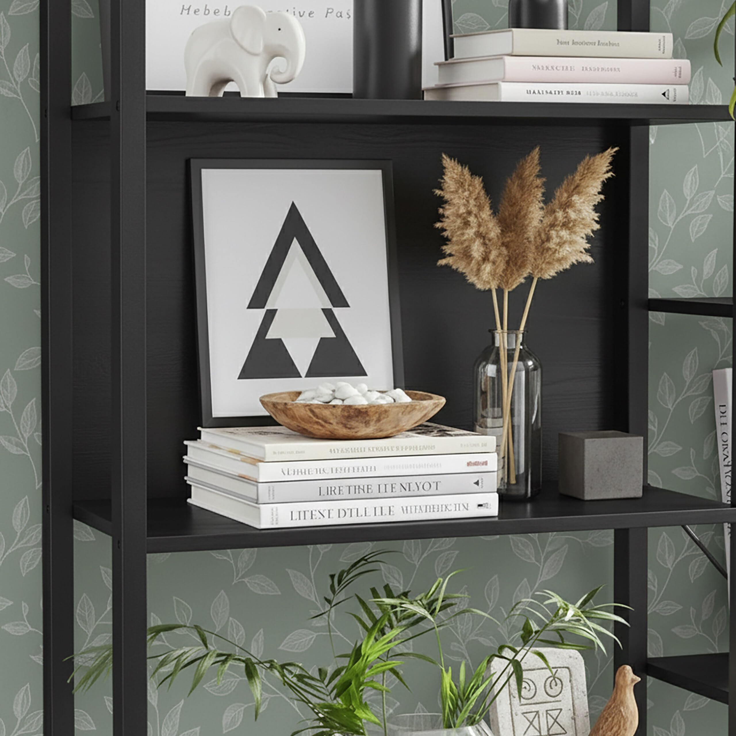 Relaxdays Industrialny regał na książki, 14 półek, wygląd drewna i metal, regał stojący do salonu, biura, wys. x szer. x gł.: 166 x 158 x 24 cm, czarny