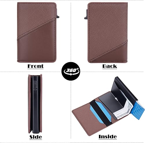 Miniatura 7 de YILANDI Billetera delgada para hombres con clip para dinero, tarjetero minimalista para tarjetas de crédito, bolsillo frontal con bloqueo RFID,