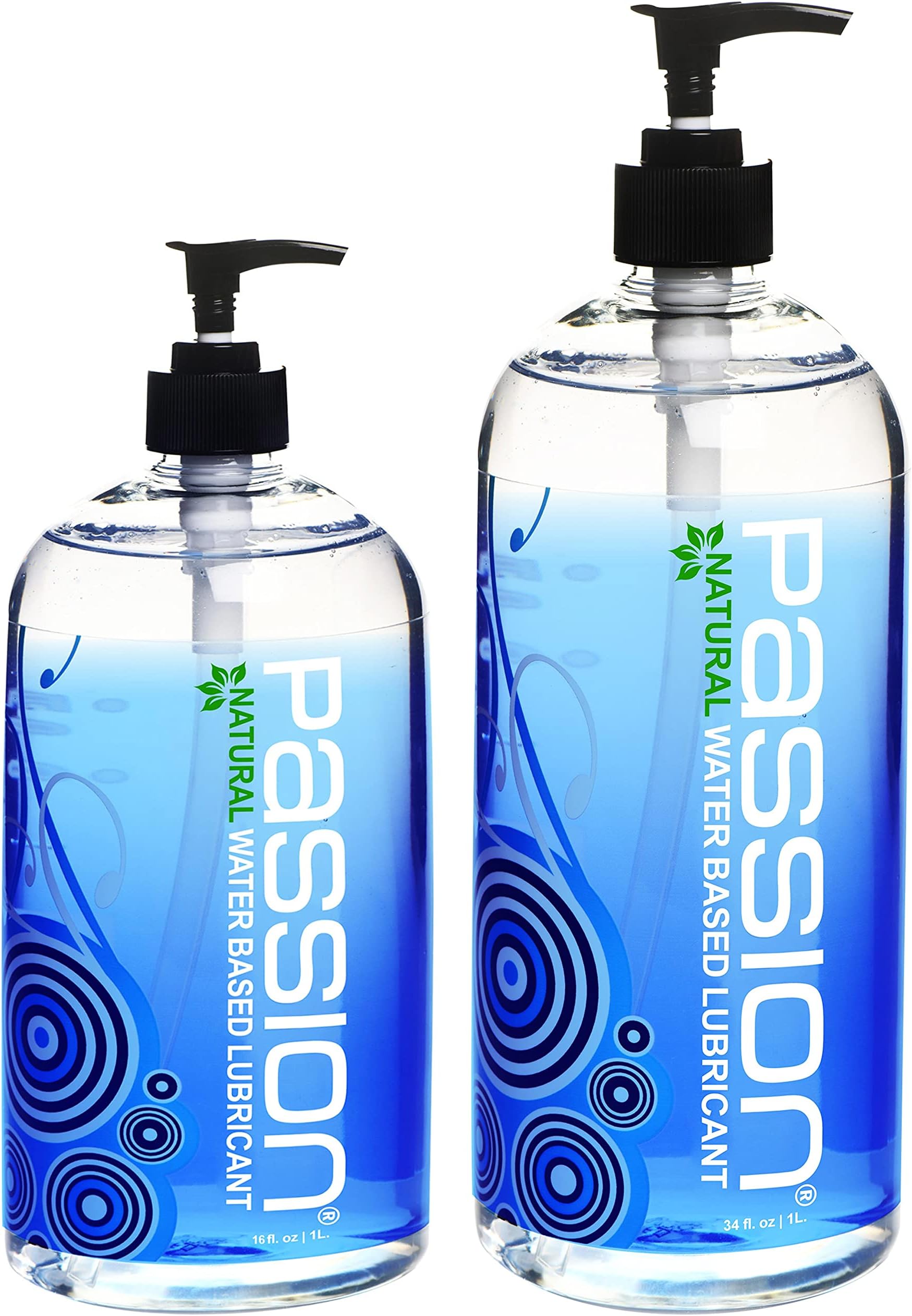 Passion Natural Water-Based Personal Lubricant Value Pack, Pack of 16 Fl Oz and 34 Fl Oz - Premium, Non-Sticky, Easy-to-Clean Formula for Smooth, Comfortable Use