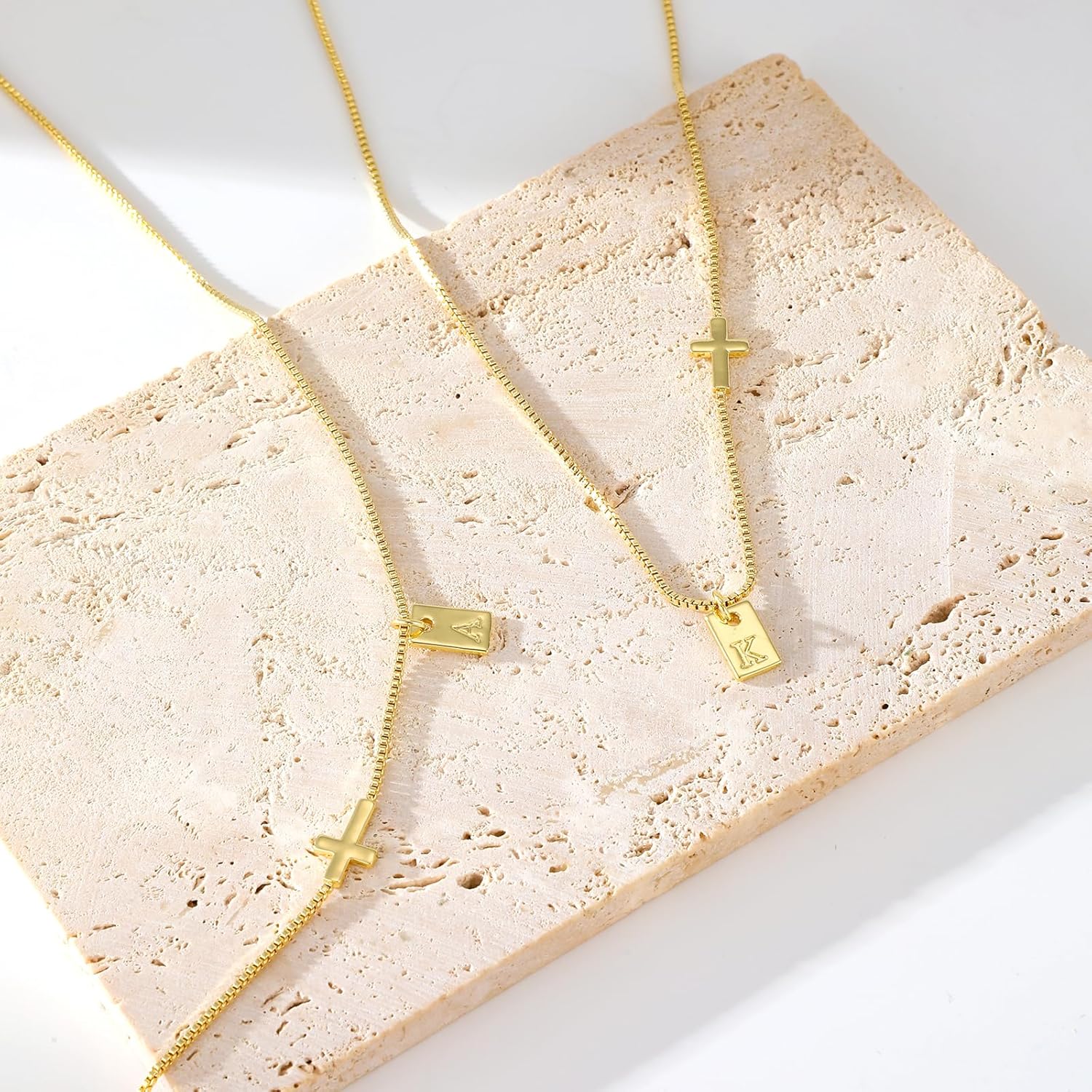 Cross Necklace for Women with Initial, 14K Gold Plated Dainty Cross Pendant Choker Initial Gold Necklace for Women Jewelry Gift - Image 8