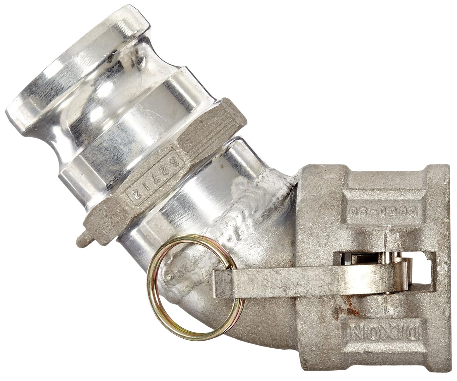 Dixon Valve 200DA-45AL Aluminum 356T6 Cam and Groove Fitting, 45 Degree Elbow, 2" Male Adapter x 2" Female Coupler