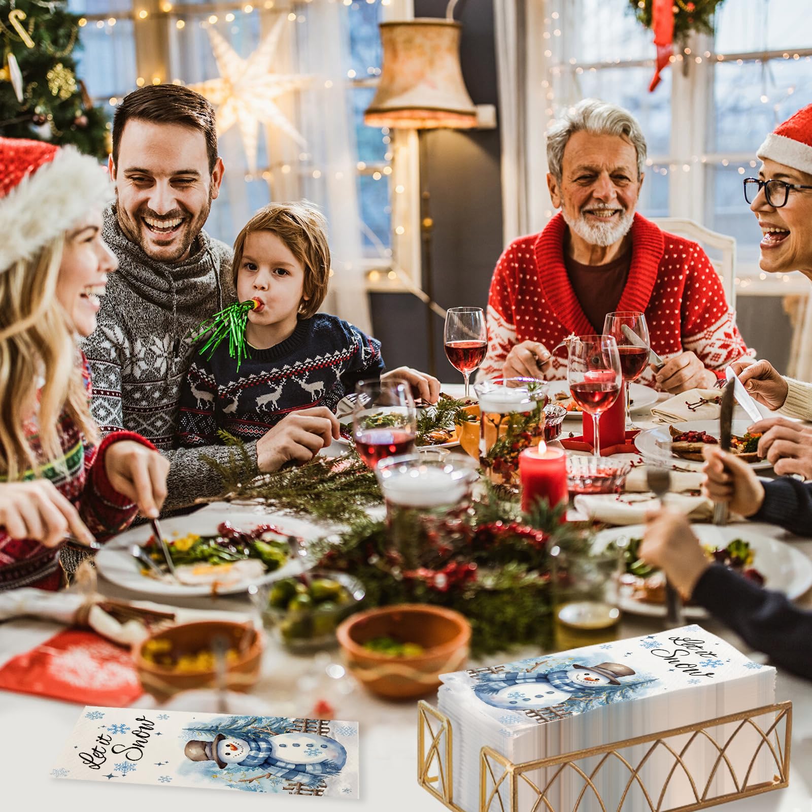 50 servilletas de Navidad para invitados de 2 capas, toallas de mano decorativas de papel para baño, cocina, muñeco de nieve, servilletas de mano desechables para invierno, Navidad, fiestas, baby