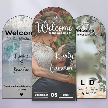 EGD Custom Stickers Wedding Mirror Welcome Sign | Personalized Mr and Mrs Signs | Mirror Decals Peel and Stick for Wedding Decoration | Multiple Size & Design Options