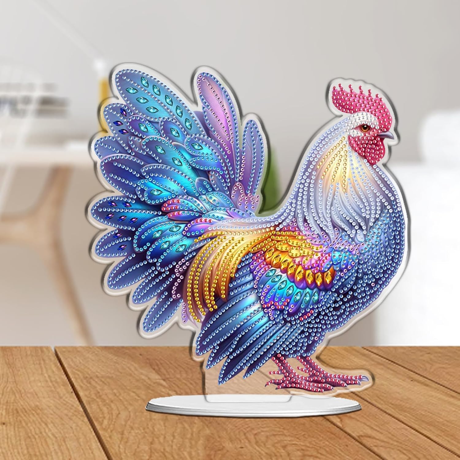 C'eitura Double Sided Diamond Art Painting Desktop Ornament - DIY Crystal Rhinestone Colorful Chicken Figurine - Tabletop Decoration for Home Office, Arts and Crafts Gift for Adults & Beginners image 5